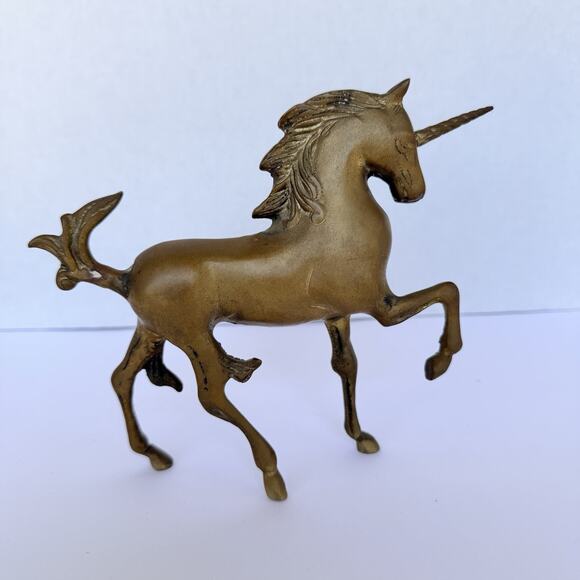 Other - Vintage Brass Unicorn Fantasy Sculpture 6.5 Inch Mythical Figurine